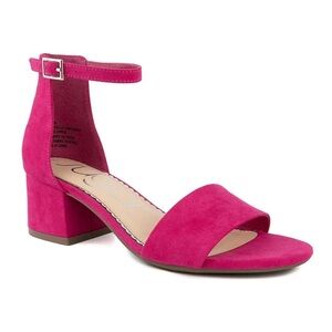 SUGAR Noelle Hot Pink Fuchsia Open Toe Block Heel Dress Sandals Faux Suede 6.5 M
